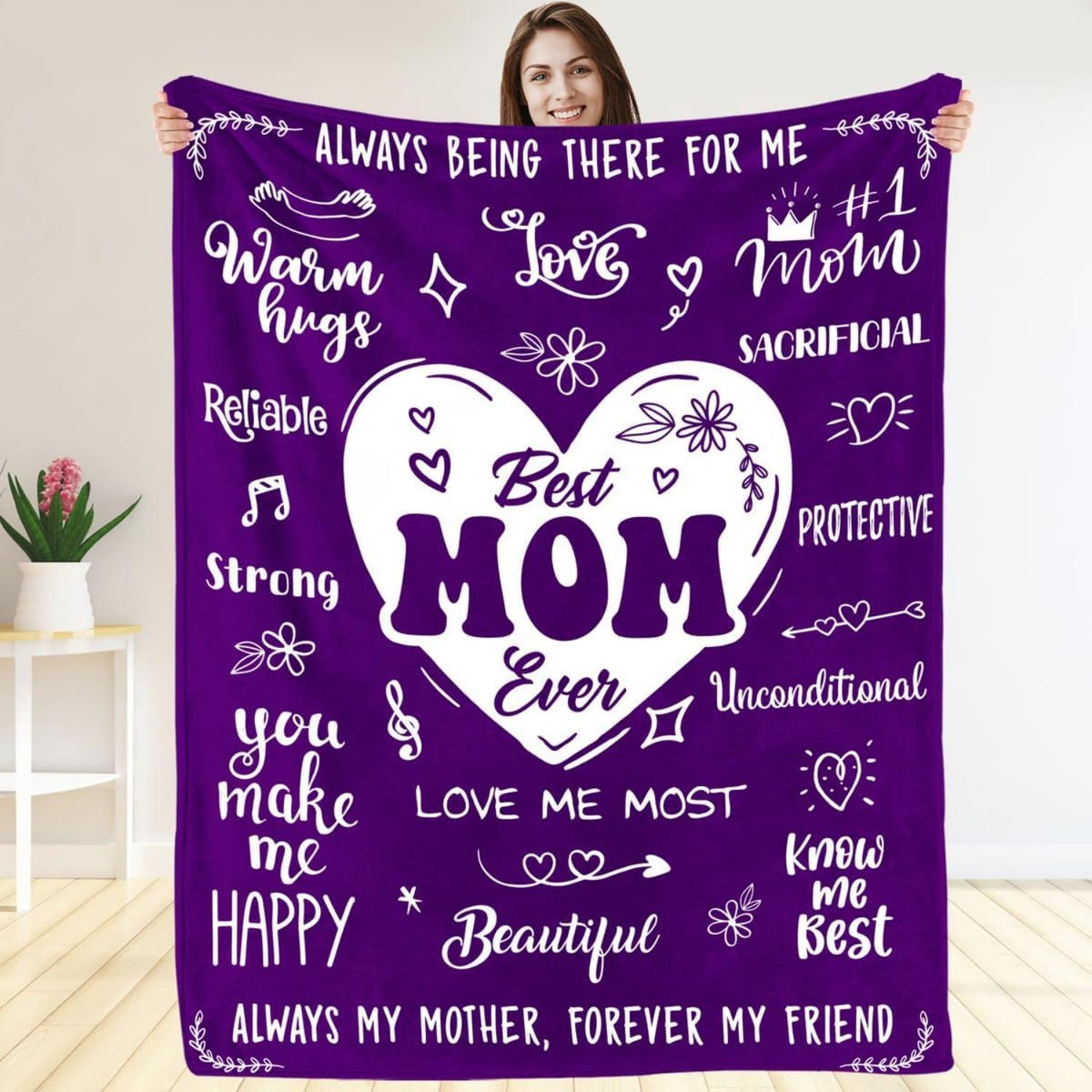 Coperta in pile con messaggio sentimentale per la festa della mamma