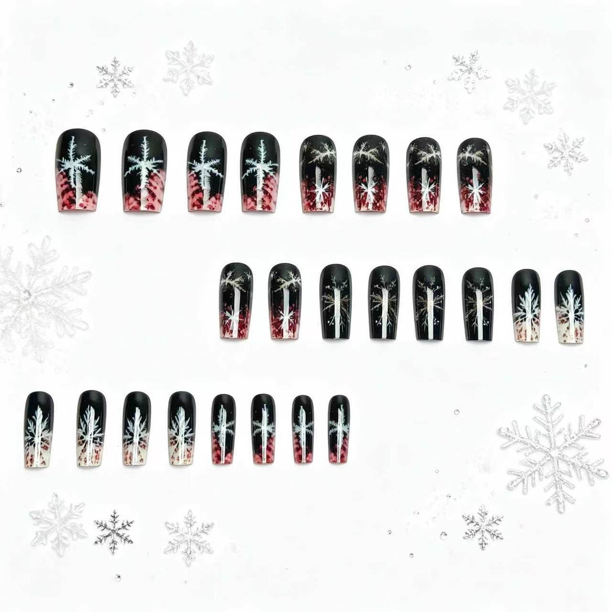 Nail art a lunga tenuta a tema invernale