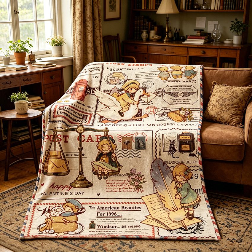Accogliente coperta in pile a tema vintage