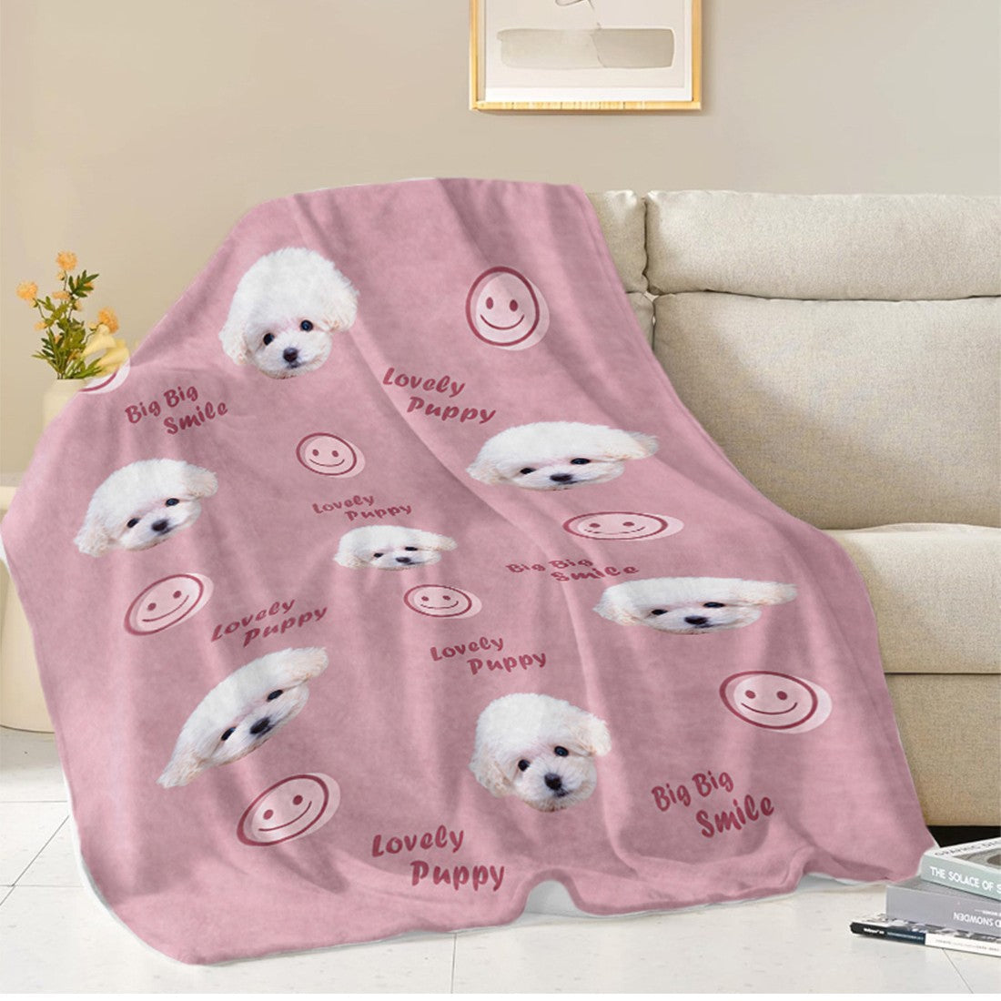 Coperta in pile con motivo simpatico gatto