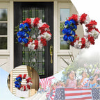 Ghirlanda floreale artificiale unisex nan patriottica con grappoli misti di peonia e ortensia