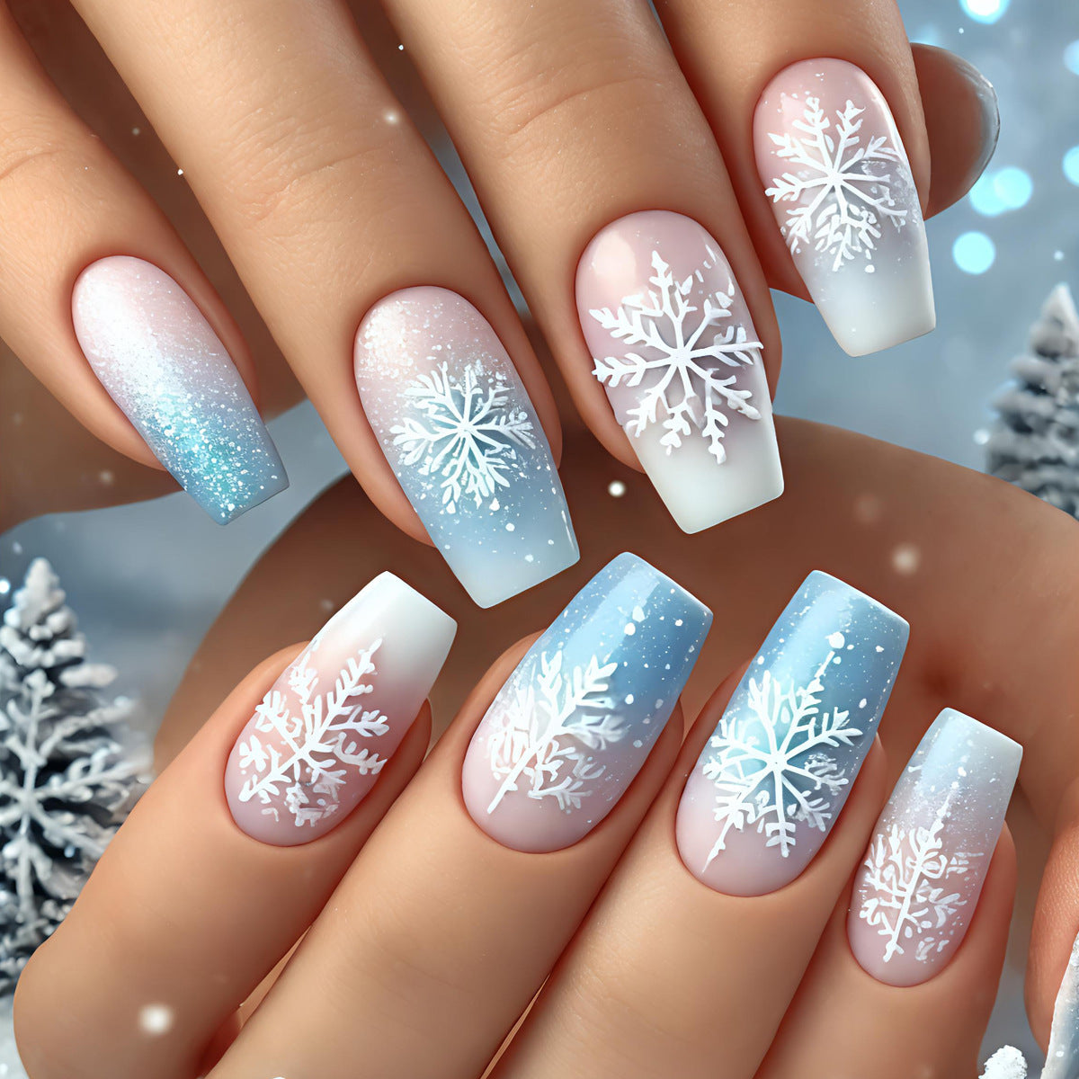 Nail art artistica del Paese delle Meraviglie Invernali