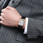 Orologio elegante rettangolare in pelle con quadrante romano vintage