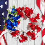 Ghirlanda floreale artificiale unisex nan patriottica con grappoli misti di peonia e ortensia