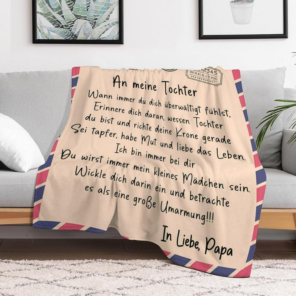 Coperta da tiro in pile con stampa sentimentale, design da lettera a figlia