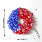 Ghirlanda unisex con pompon patriottico per porta d'ingresso e decorazioni a stella