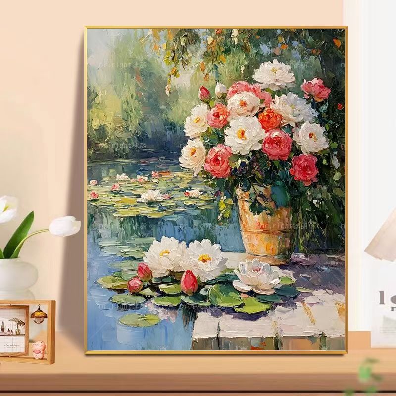 Arte della parete della pittura a olio del paesaggio floreale