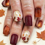 Nail art press-on stagionale a tema autunnale