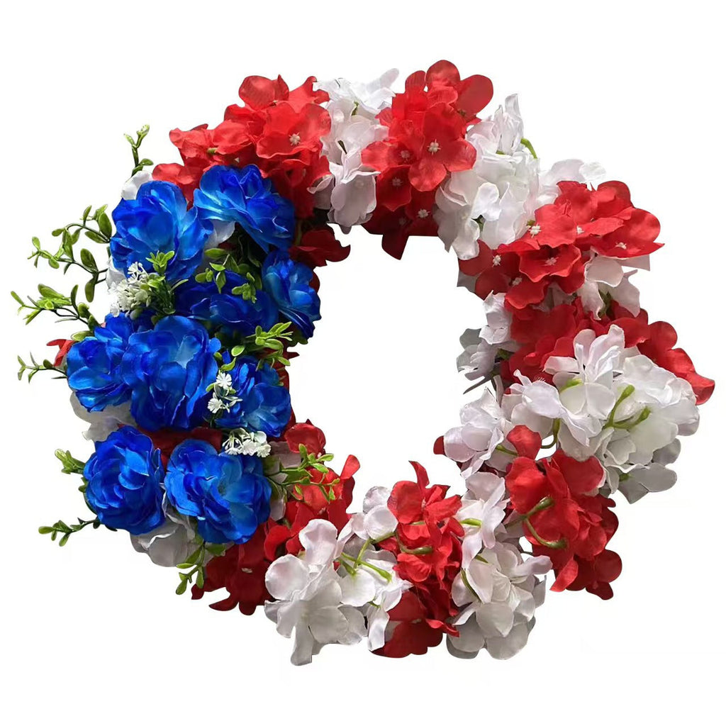 Ghirlanda floreale artificiale unisex nan patriottica con grappoli misti di peonia e ortensia