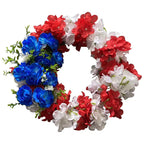 Ghirlanda floreale artificiale unisex nan patriottica con grappoli misti di peonia e ortensia