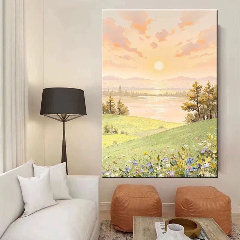 Pittura a olio di paesaggio incorniciata