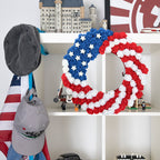 Ghirlanda unisex con pompon patriottico per porta d'ingresso e decorazioni a stella
