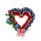 Ghirlanda da porta unisex a forma di cuore realizzata in iuta con decorazioni a stella e tulipani artificiali