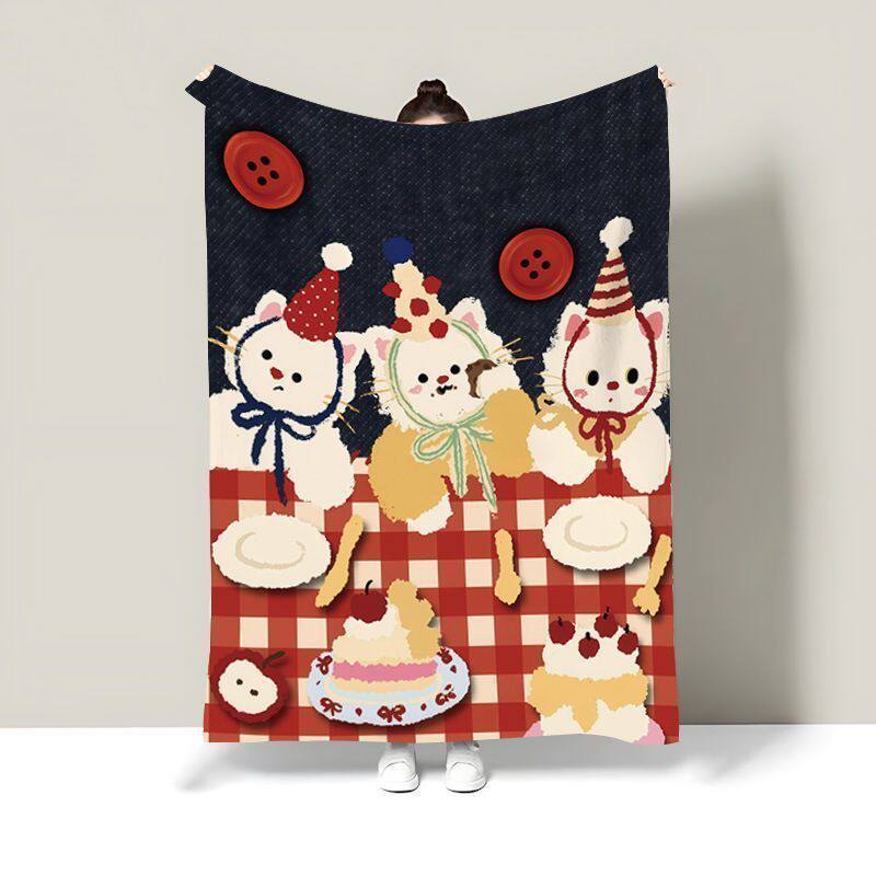 Accogliente coperta in pile a tema gatto