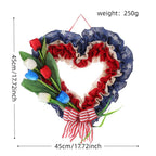 Ghirlanda da porta unisex a forma di cuore realizzata in iuta con decorazioni a stella e tulipani artificiali