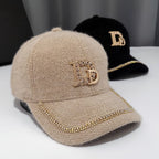 Berretto da baseball in lana decorata di lusso da donna