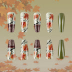 Nail art press-on a tema foglie autunnali