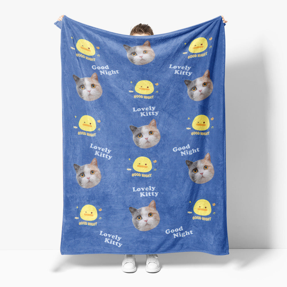 Coperta in pile con motivo simpatico gatto