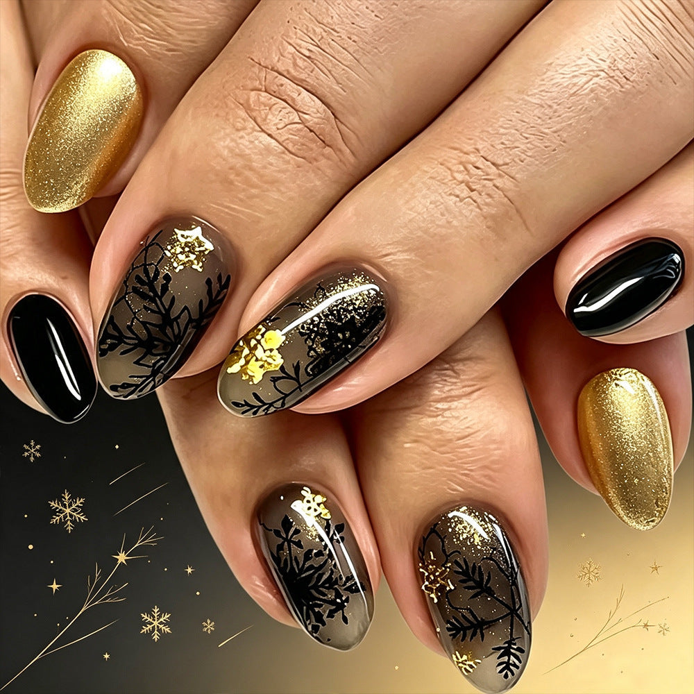 Elegante set di unghie a pressione a tema invernale