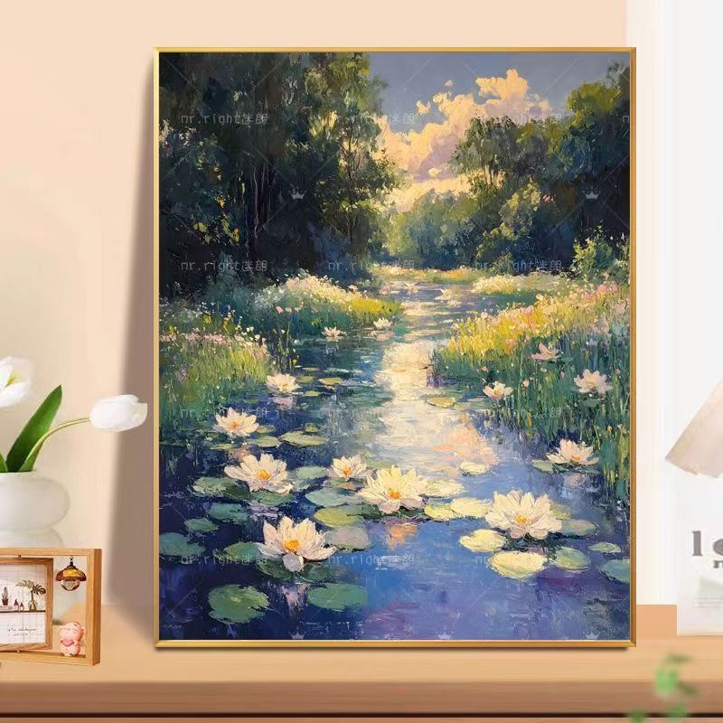 Arte della parete della pittura a olio del paesaggio floreale