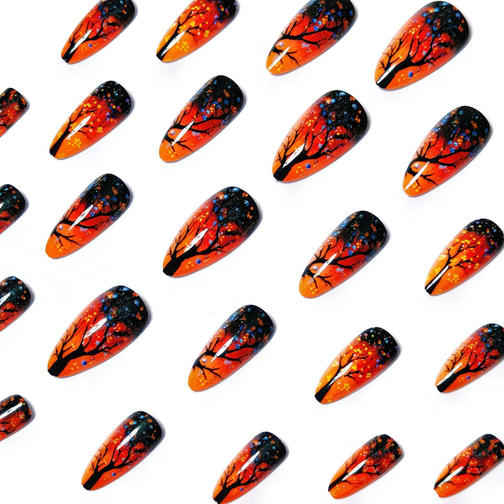 Nail art artistica per boschetto autunnale