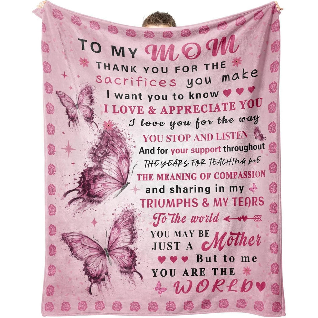 Coperta in pile con messaggio sentimentale per la festa della mamma