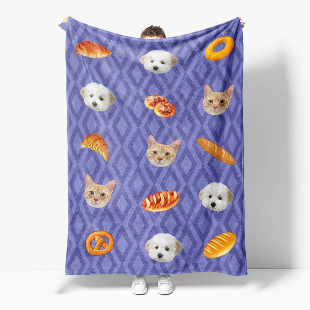 Coperta in pile con motivo simpatico gatto