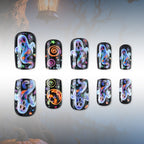 Design artistico per unghie a pressione a tema Halloween