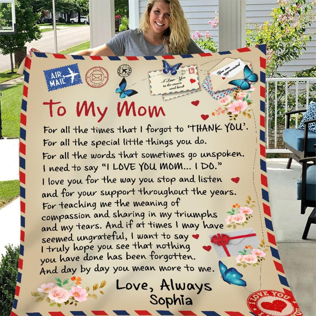 Coperta in pile con messaggio sentimentale per la festa della mamma