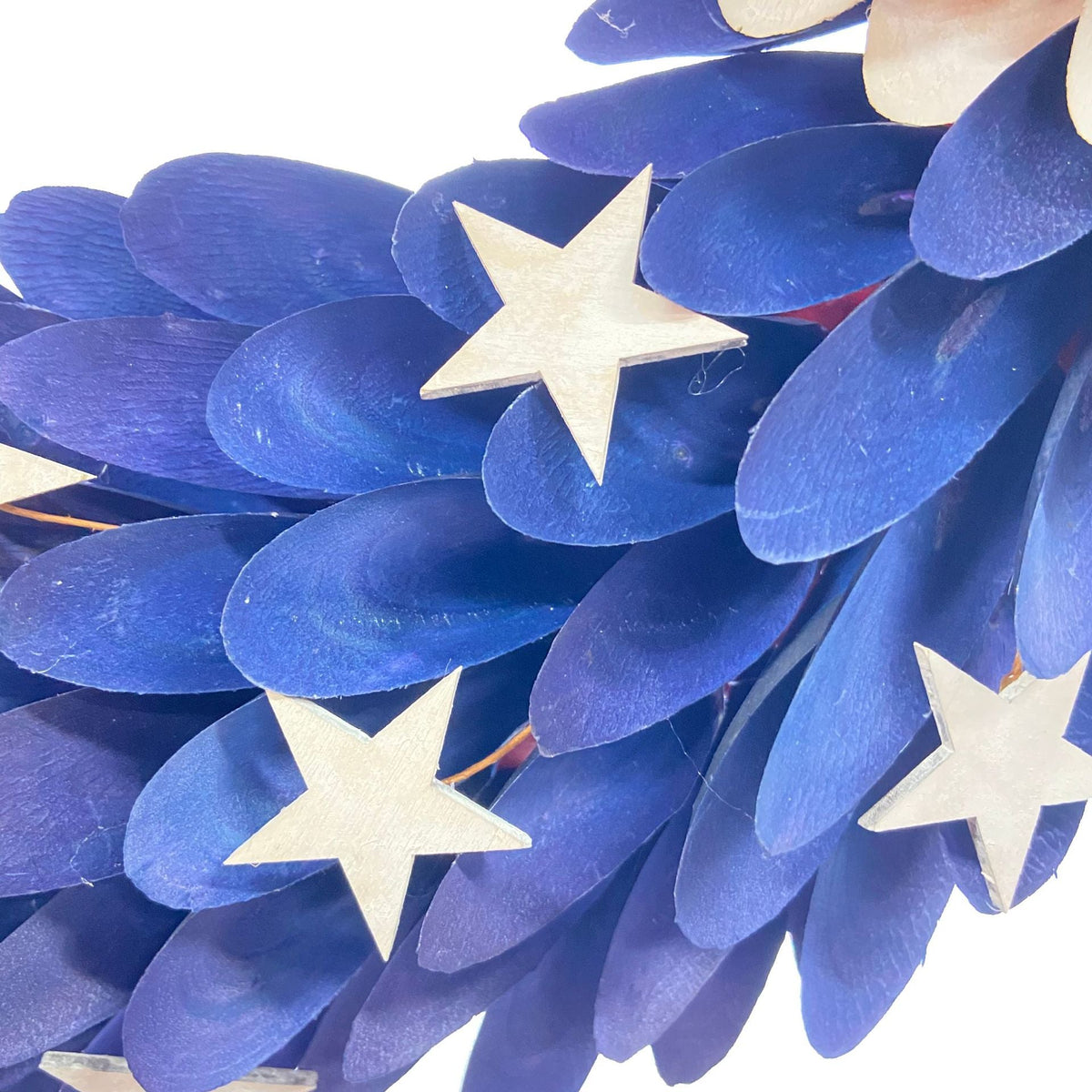 Ghirlanda decorativa per porta unisex fatta a mano con testa d'aquila e applicazioni di stelle in legno