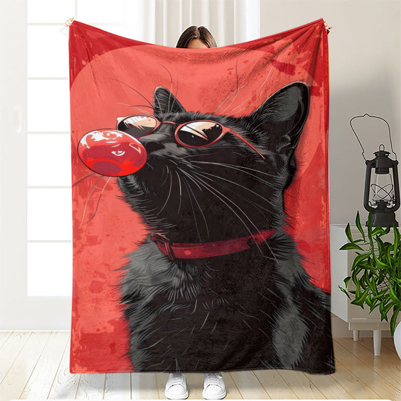 Coperta in pile artistica a tema gatto
