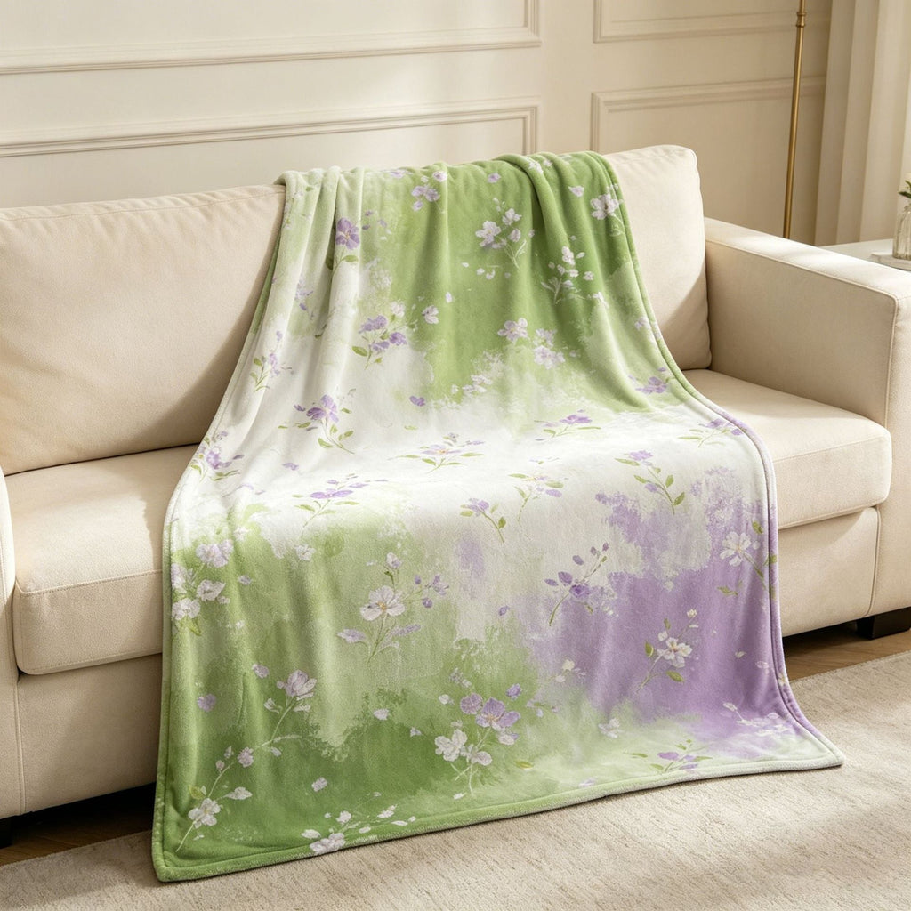 Coperta in pile con motivo floreale
