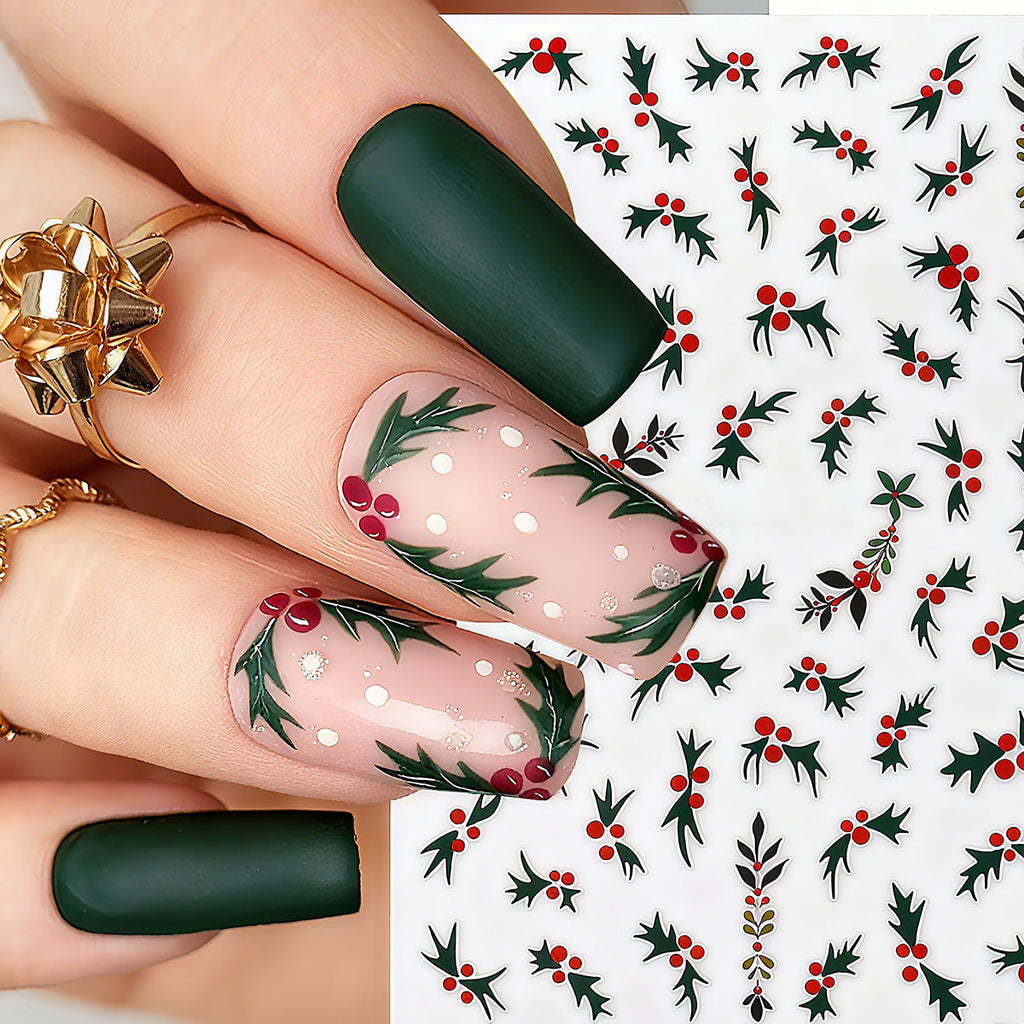 Set nail art con eleganti motivi natalizi