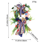 Ghirlanda unisex con pompon patriottico per porta d'ingresso e decorazioni a stella