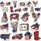 Set decorativo unisex nan patriottico con ciondoli in legno pendenti in stile rustico vintage