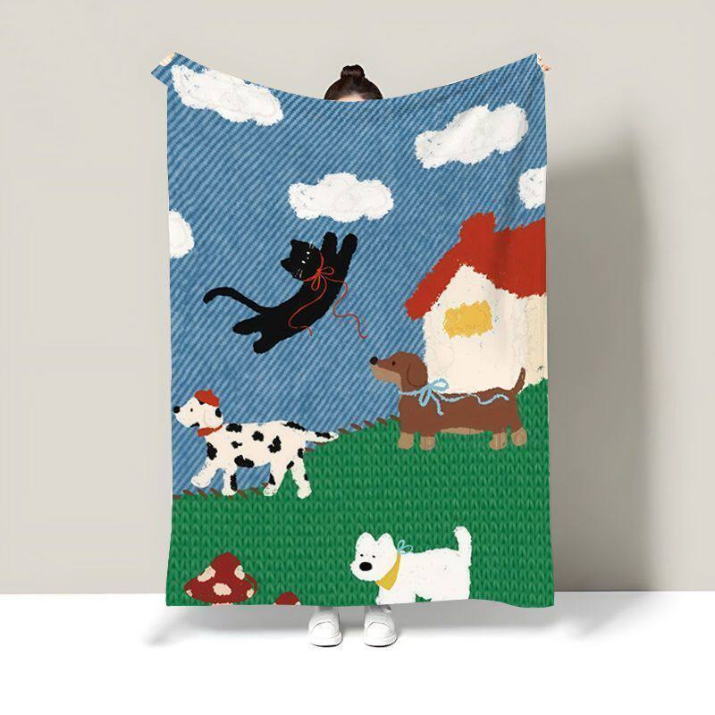 Accogliente coperta in pile a tema gatto