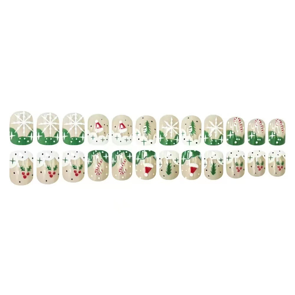 Set per unghie artificiali con motivi natalizi e accenti glitter