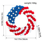 Ghirlanda unisex con pompon patriottico per porta d'ingresso e decorazioni a stella