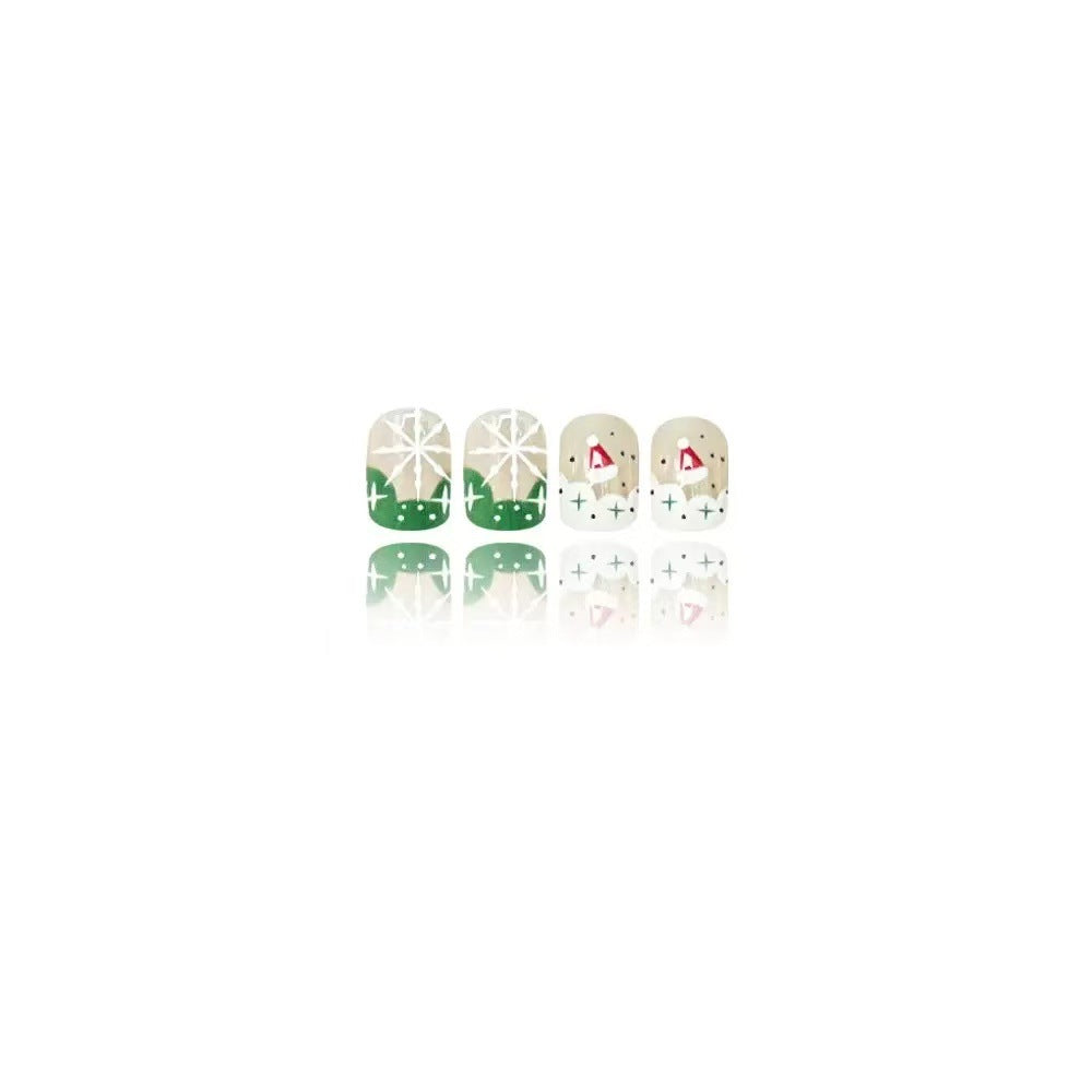 Set per unghie artificiali con motivi natalizi e accenti glitter