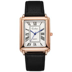Orologio elegante rettangolare in pelle con quadrante romano vintage