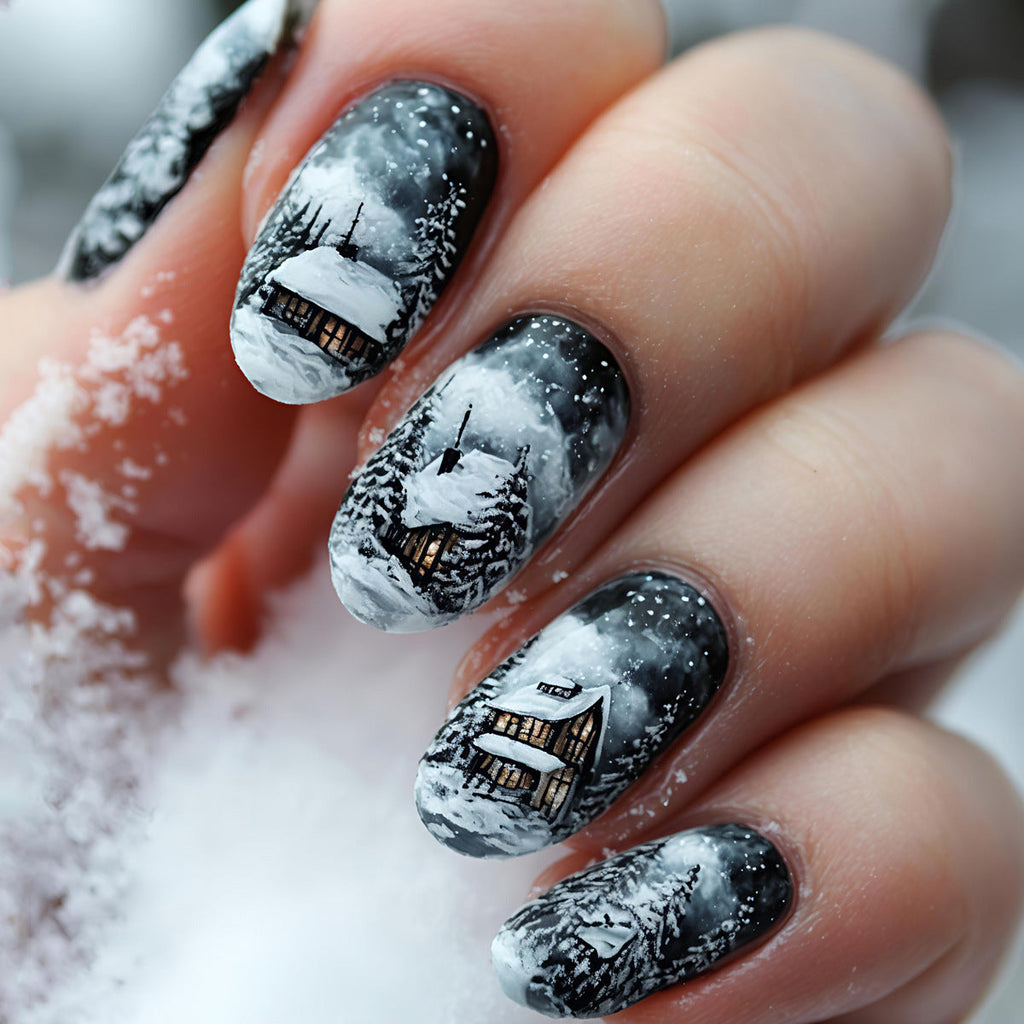 Nail art artistica per cabina invernale