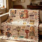 Accogliente coperta in pile a tema vintage