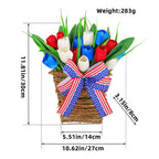 Ghirlanda unisex con pompon patriottico per porta d'ingresso e decorazioni a stella