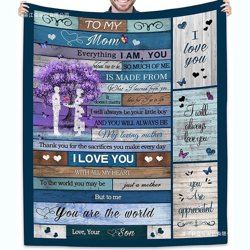 Coperta sentimentale in pile con grafica di un leone e un cucciolo e un messaggio sincero per papà