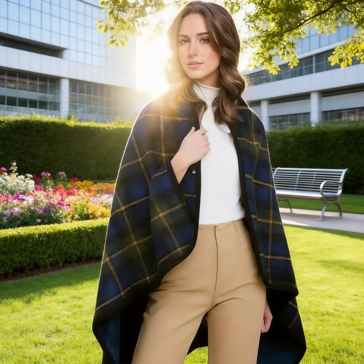 Coperta poncho in pile da donna elegante e confortevole