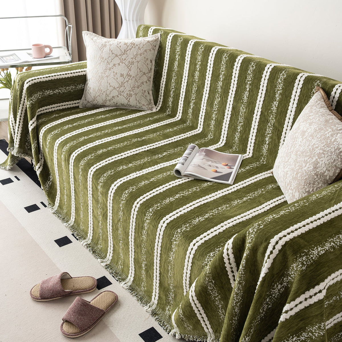 Coperta per divano con trama a righe