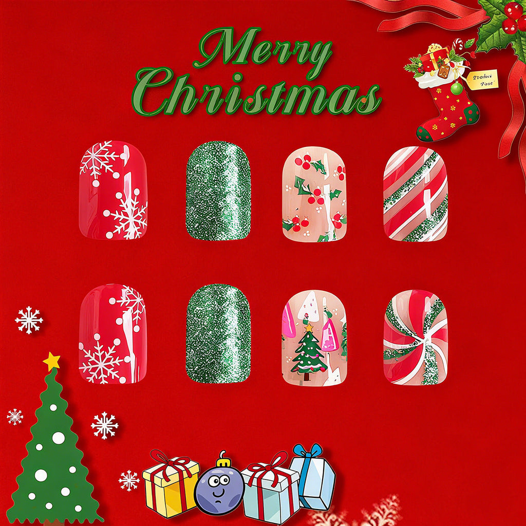 Nail art festosa con motivi invernali