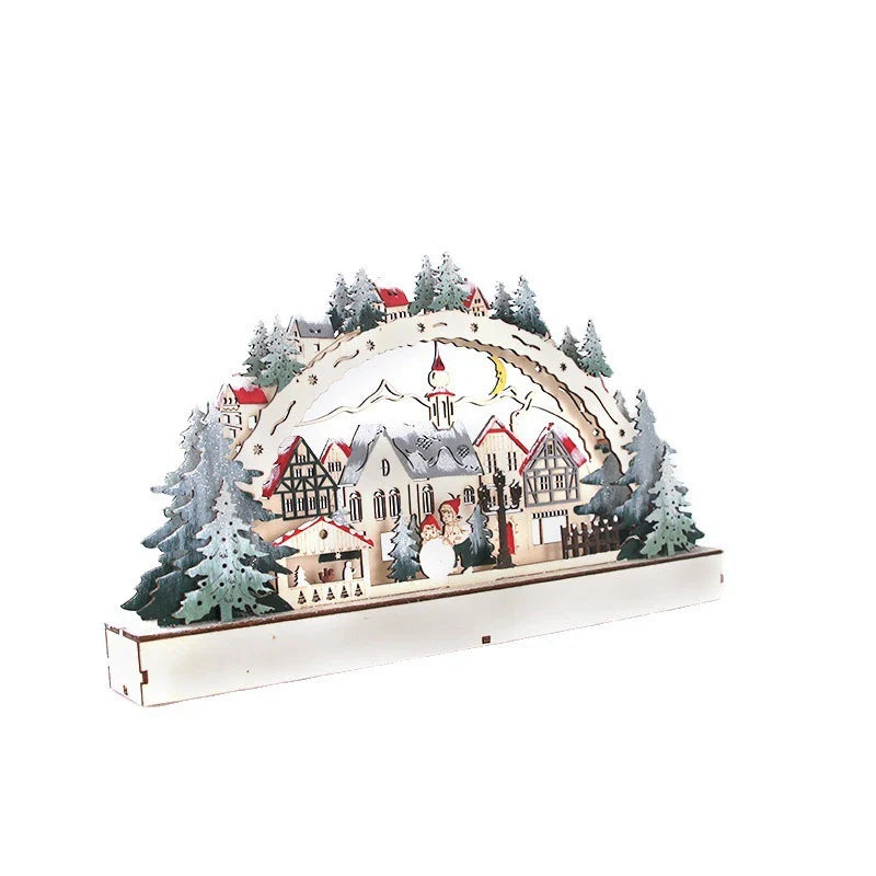 Decorazione del villaggio di Natale a LED in legno