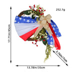 Ghirlanda unisex con pompon patriottico per porta d'ingresso e decorazioni a stella