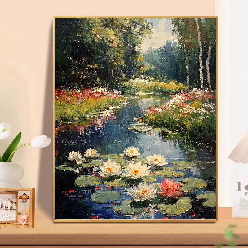 Arte della parete della pittura a olio del paesaggio floreale